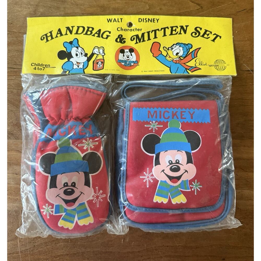 VTG Walt Disney Mickey Character Handbag Mitten Set Elliot International New